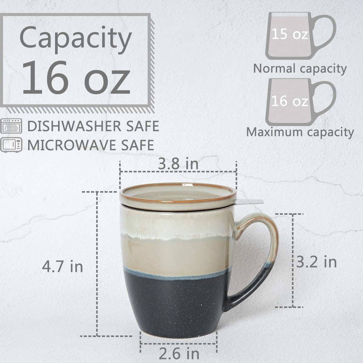 Ceramic Tea Cup with Infuser and Lid