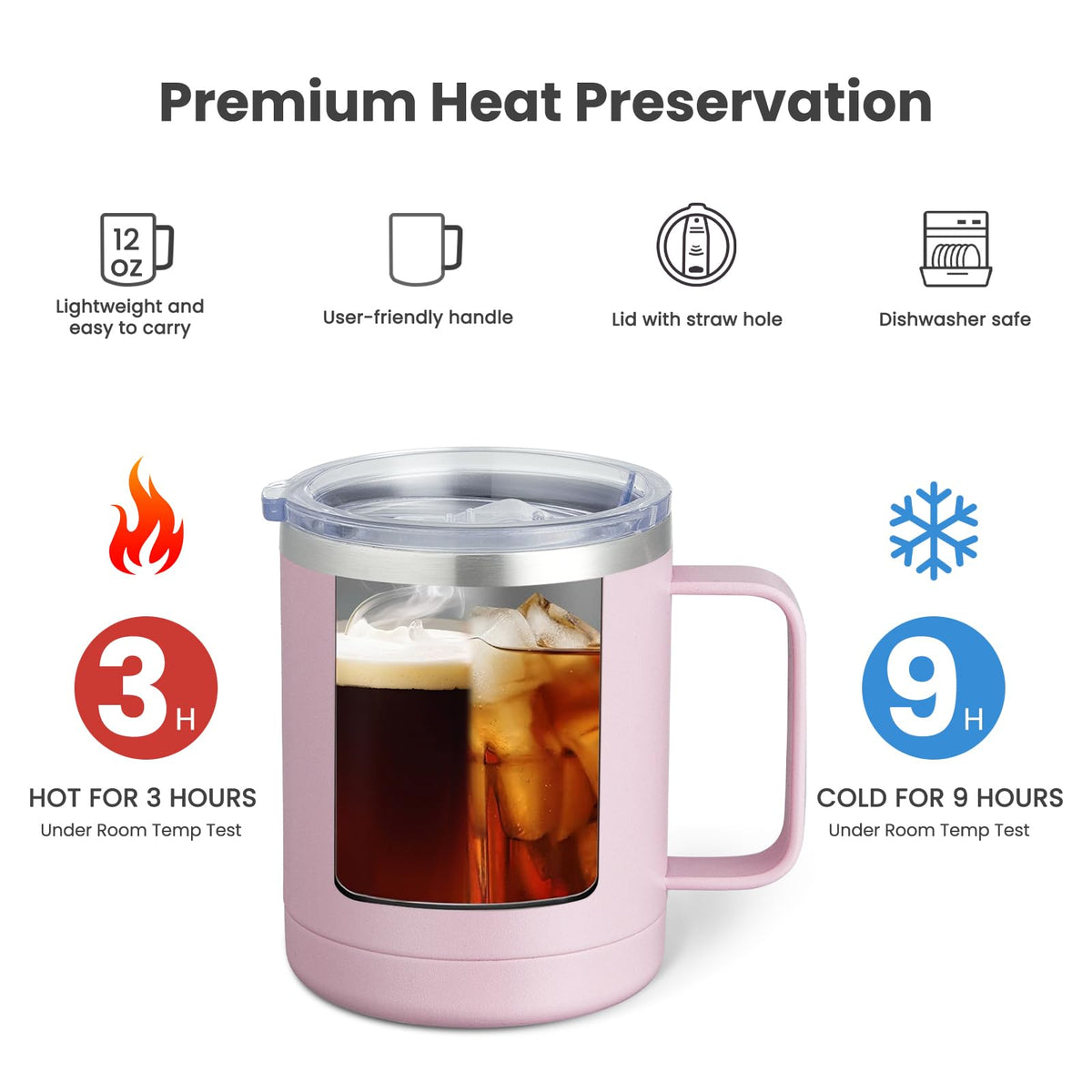 12oz Coffee Mug With Handle and Sliding Lid
