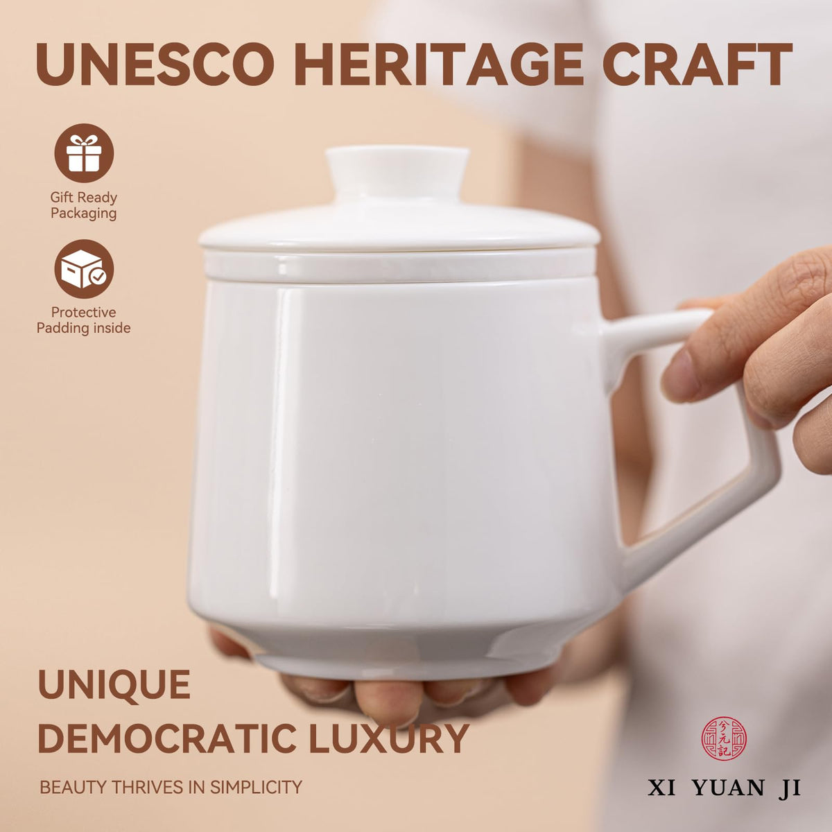 Ceramic Tea Mug with Infuser & Lid