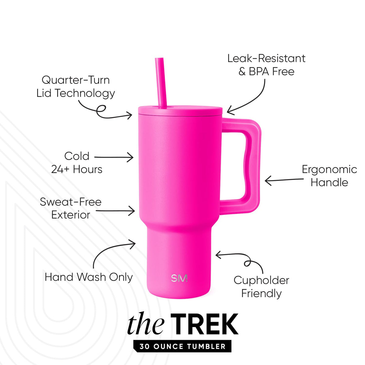 30 oz Trek Tumbler with Handle and Straw Lid