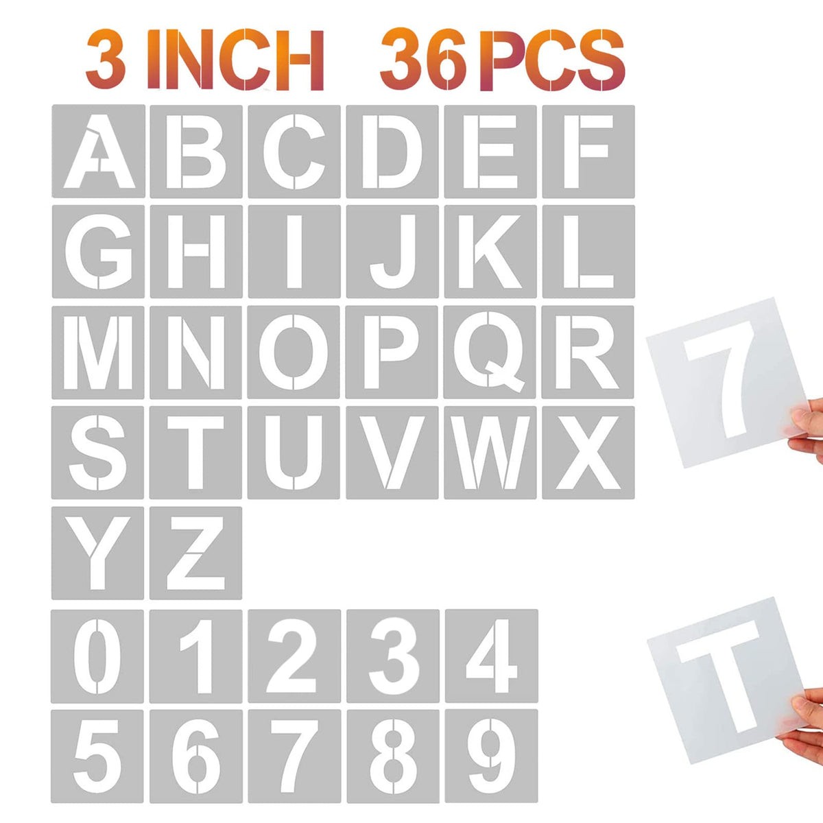 3 Inch Letter Stencils and Numbers (36 Count)