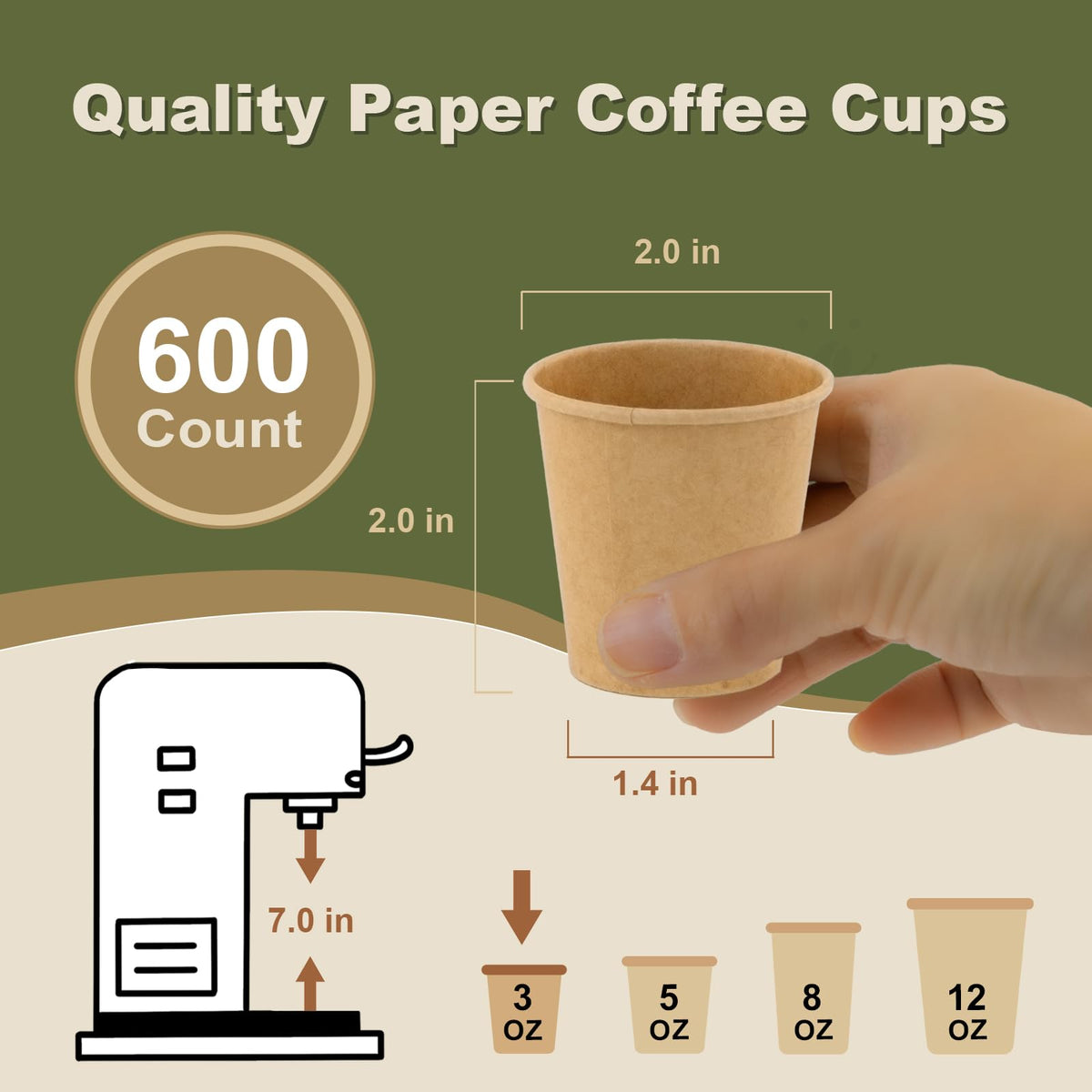 3 oz 600 Pack Disposable Coffee Cups (600 Count)