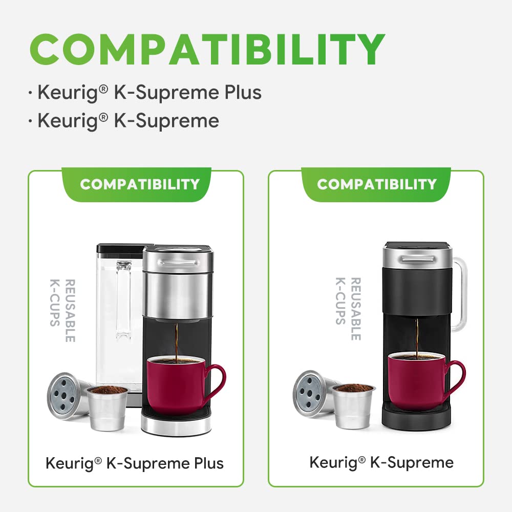 4 Pack Stainless Steel Reusable K Cups Compatible with Keurig Supreme & Supreme Plus