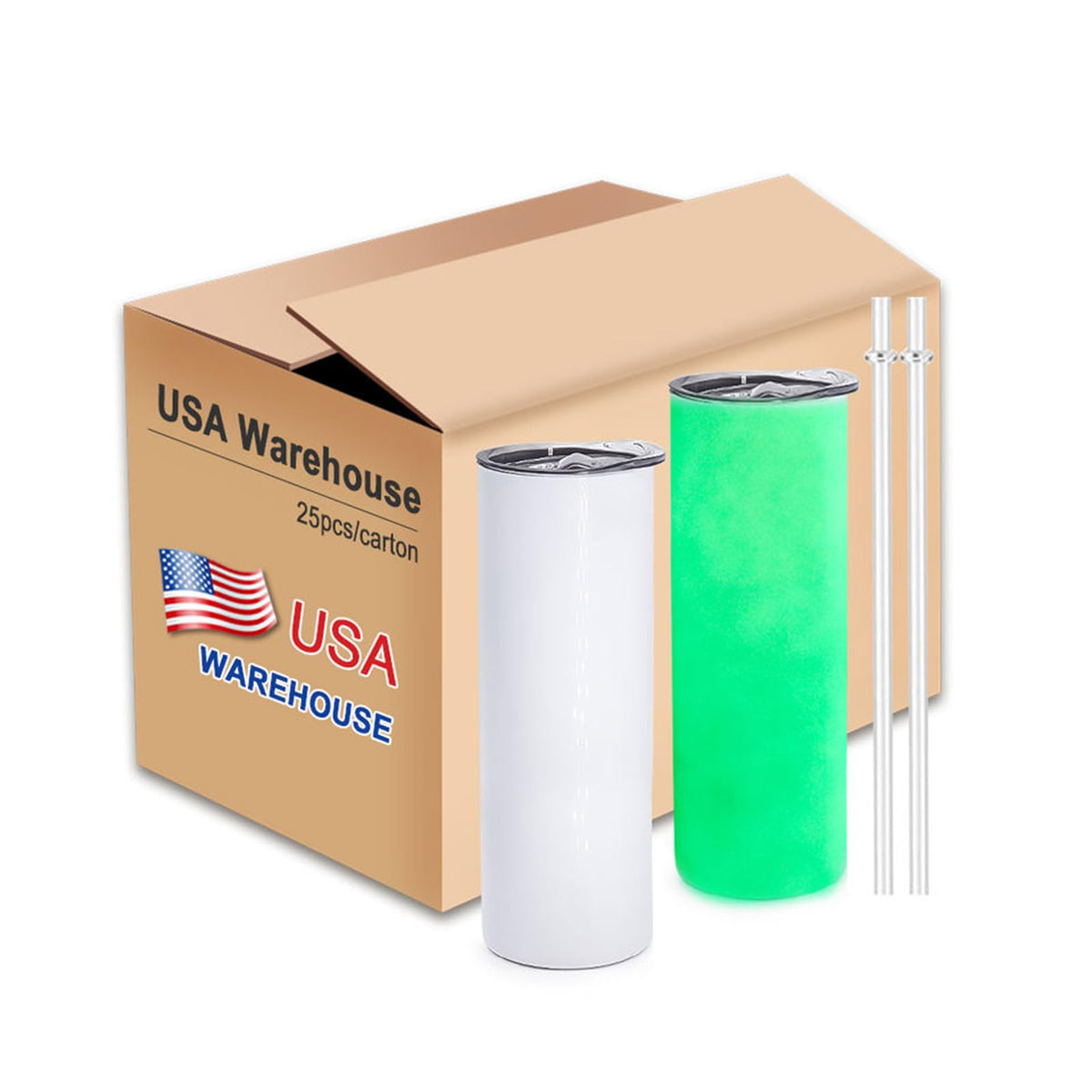 Sublimation Blank Tumblers bulk 20 oz glow in dark Luminous green (25 Count)