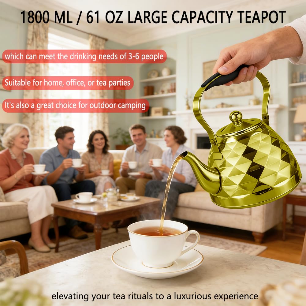 1800ml 61oz Stainless Steel Teapot with Infuser
