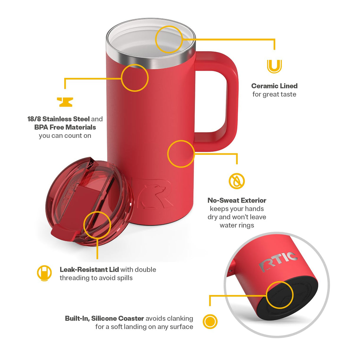 16oz Road Trip Travel Mug with Lid and Handle