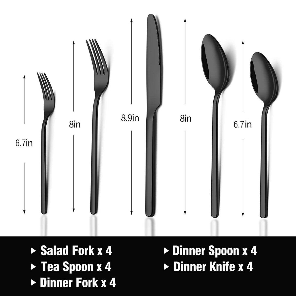 Black Silverware Set