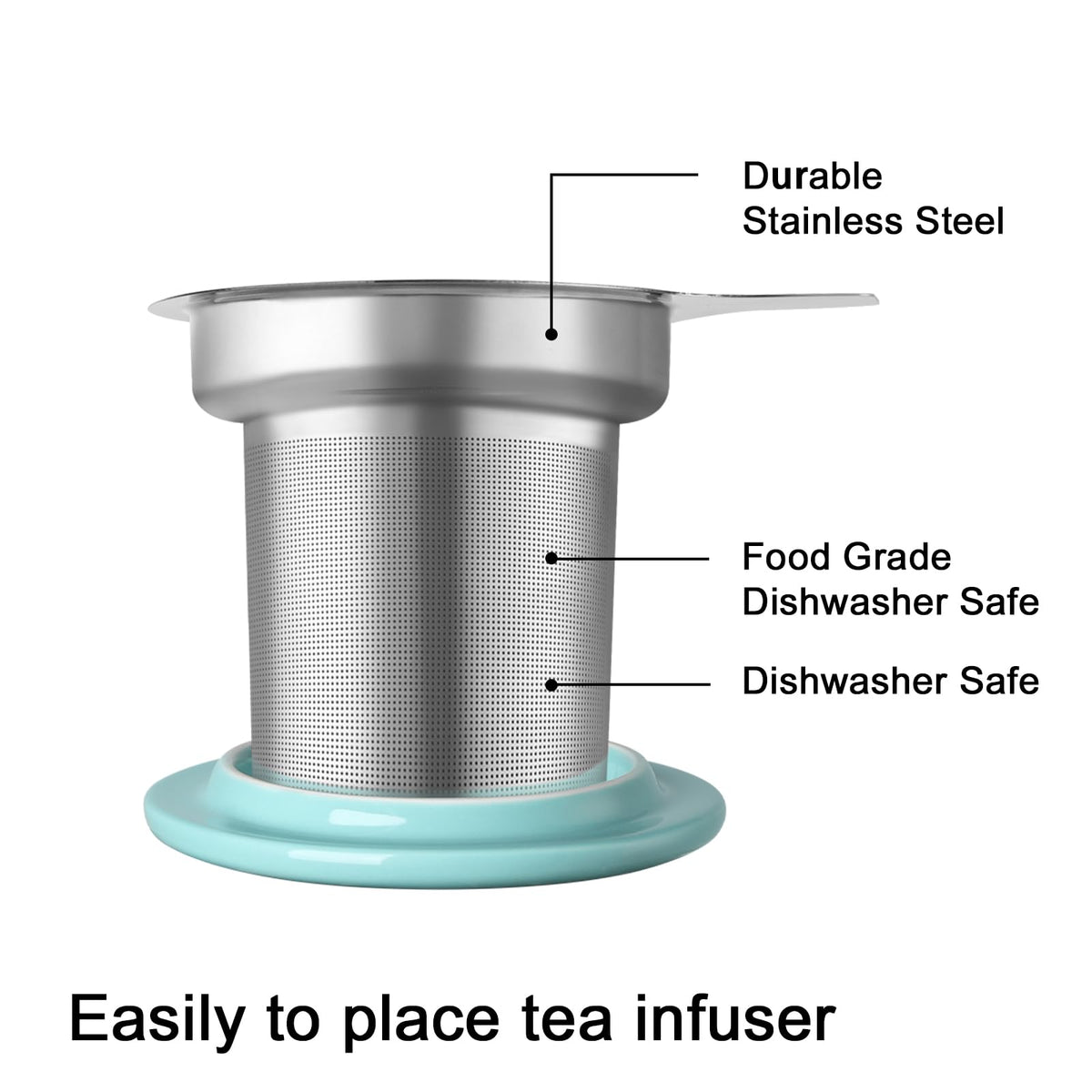 Sweejar Porcelain Tea Mug with Infuser and Lid