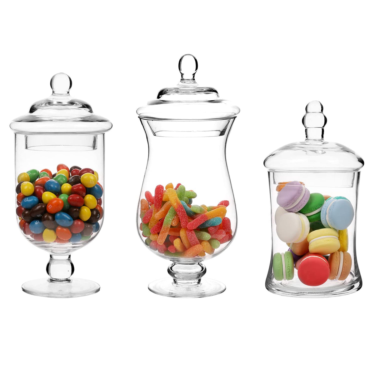 Clear Glass Apothecary Jars With Lid Footed Vase Set of 3 (3 Count)