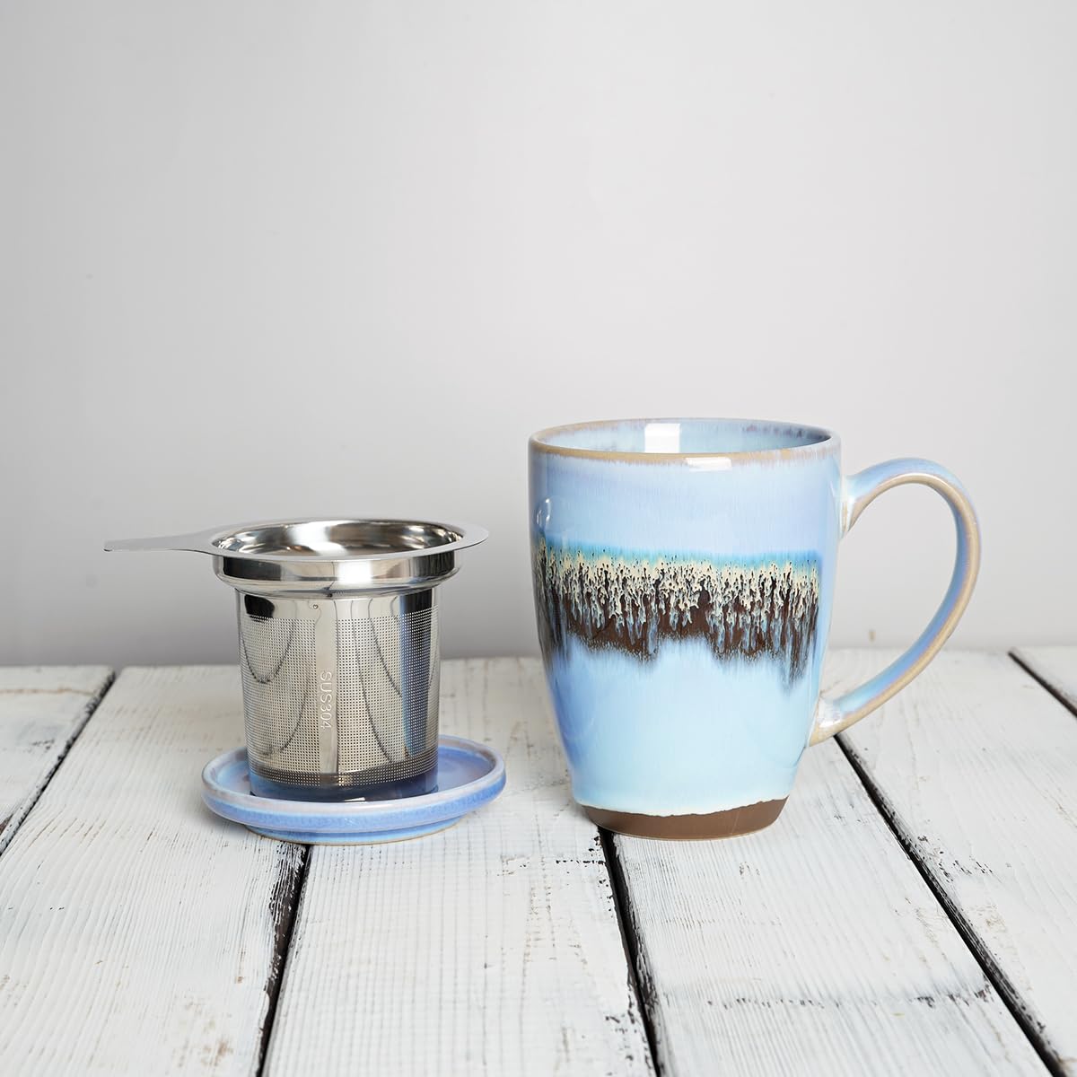 Ceramic Tea Cup with Infuser and Lid