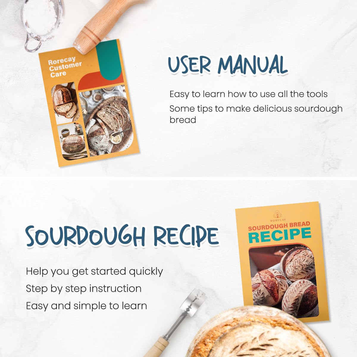 Sourdough Starter Kit with 2 Round Banneton Bread Proofing Baskets (2 Count)