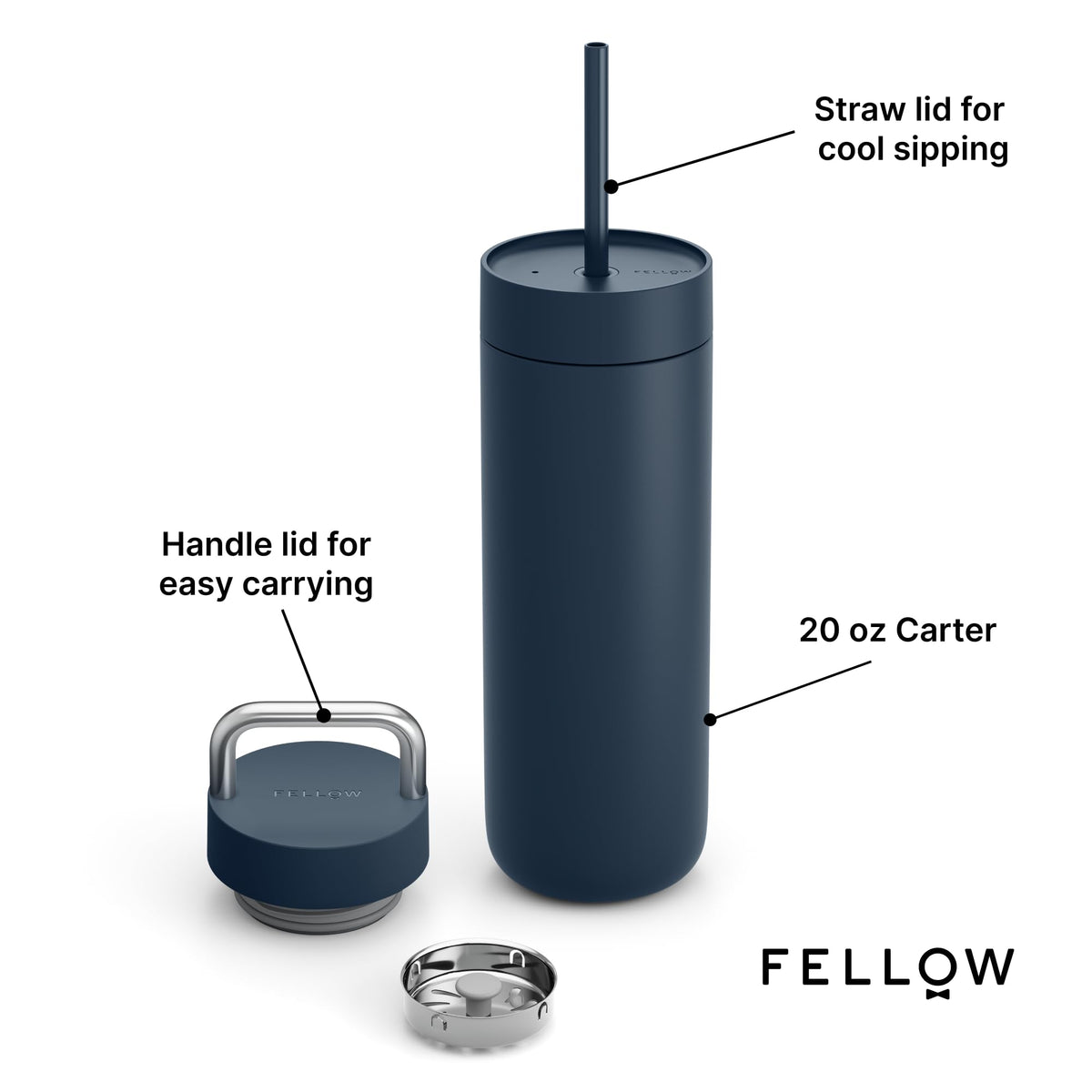 Carter Insulated Water Bottle 20 oz with Straw for Travel (3 Count)