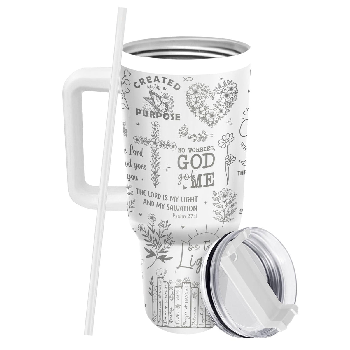 Christian Religious Inspirational 40 oz Tumbler with Handle