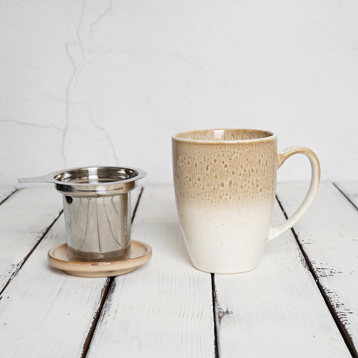 Ceramic Tea Cup with Infuser and Lid