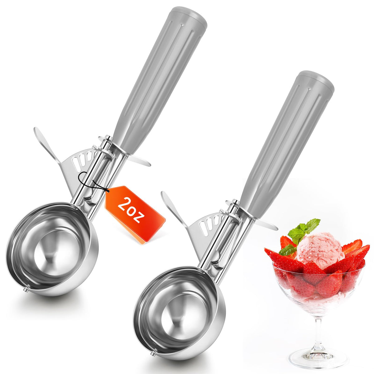 2 Pcs Ice Cream Scooper with Trigger (2 Count)