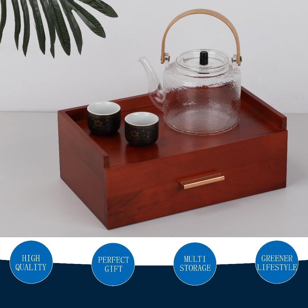 Tea Bag Organizer with Drawer Wooden Tea Box