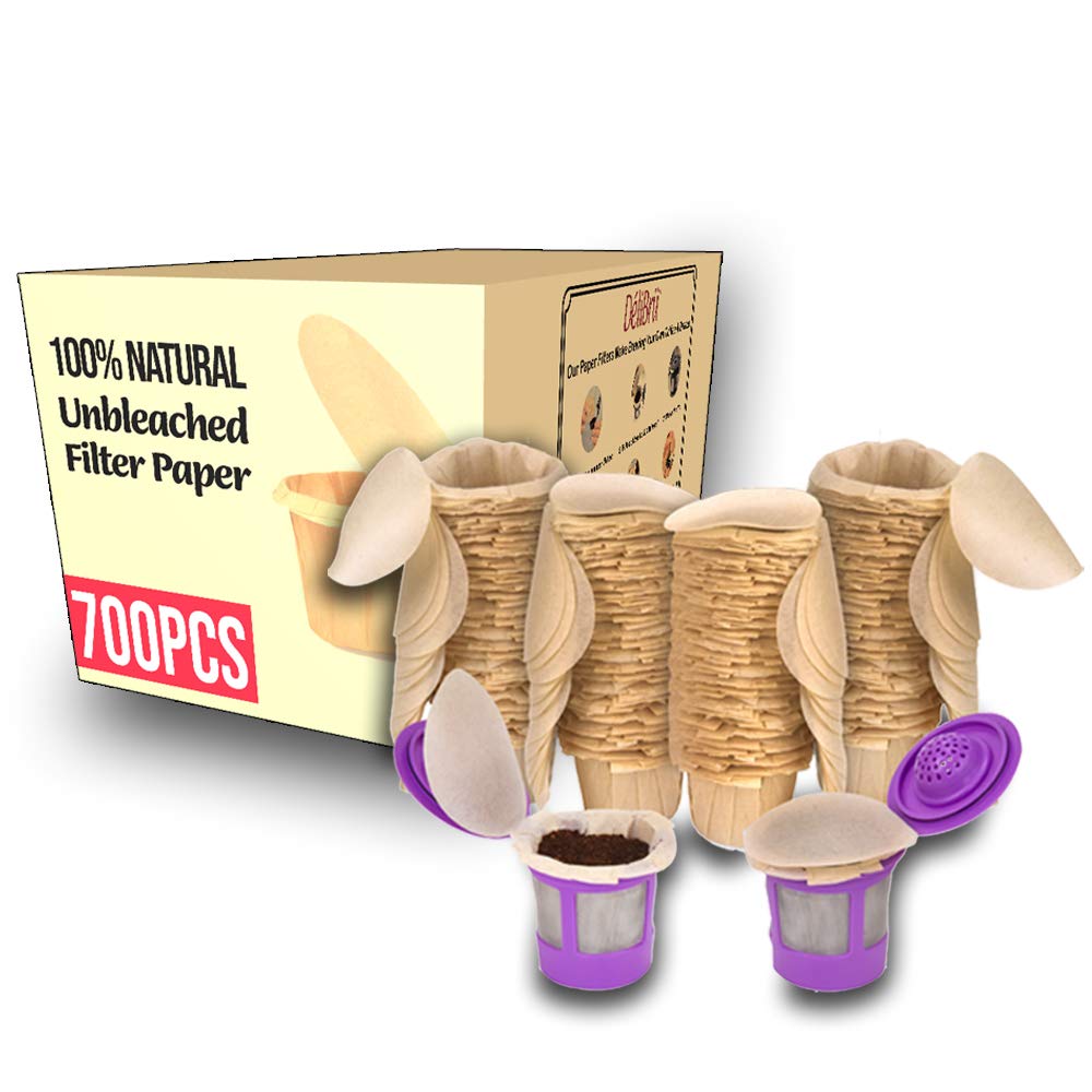 Unbleached Paper Filters with Lid for Reusable K Cups (700 Count)