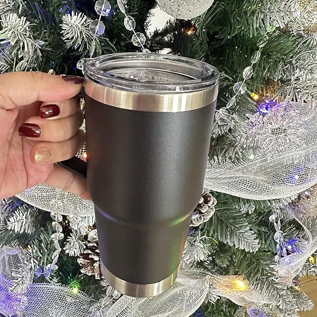 20 oz Stainless Steel Tumbler with Handle Bulk Metal Insulated Tumblers Travel Coffee Mug with Handle Double Wall Tumbler Cup with Lid and Straw (12 Count)