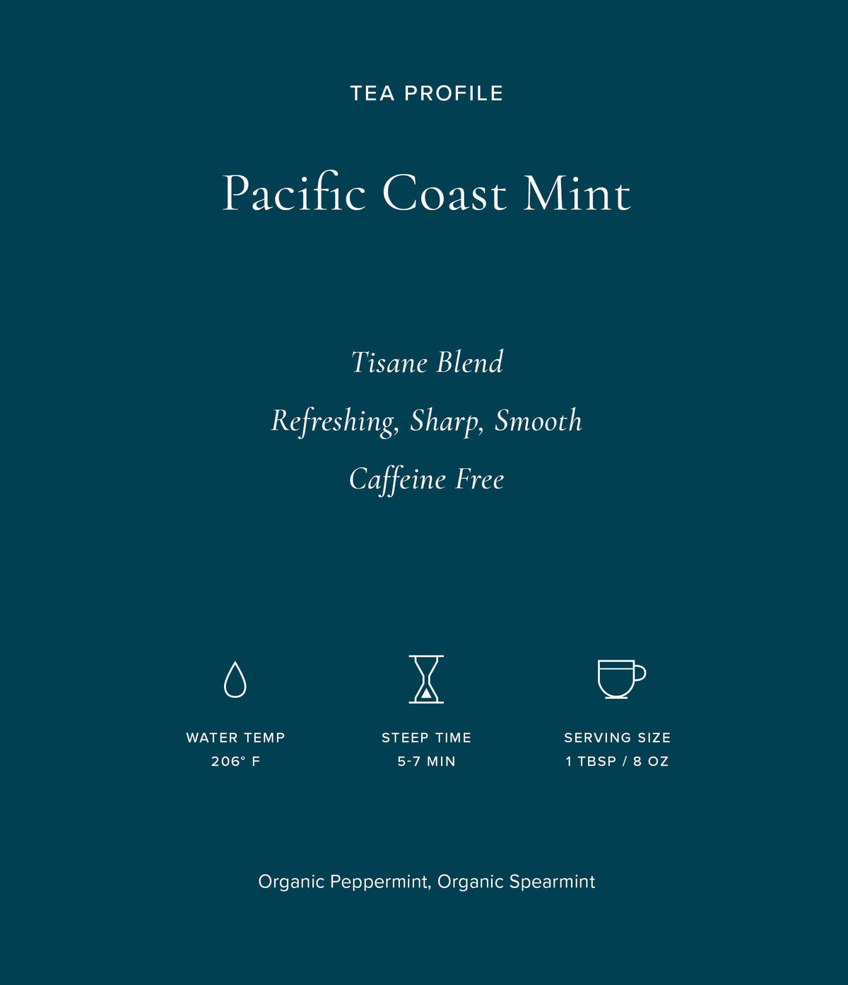 Pacific Coast Mint Tea Bags 50 Count Organic Peppermint Herbal Tea