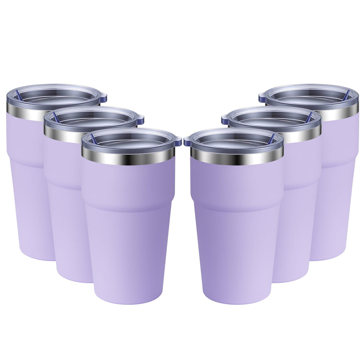 16oz Tumbler Double Wall Vacuum Insulated Travel Mug Bulk (6 Count)