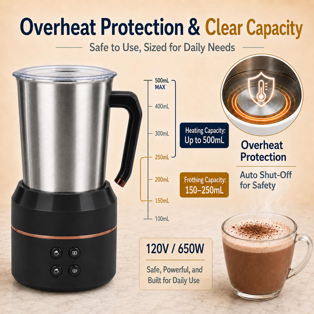 Electric Milk Frother 8.5oz