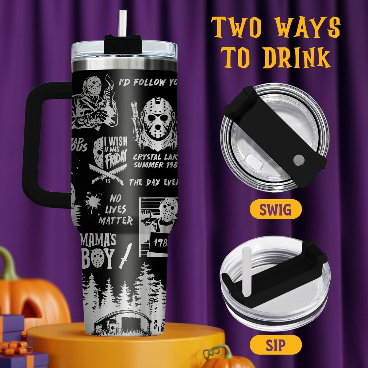 Movie Lover Horror Characters 40 oz Tumbler with Handle