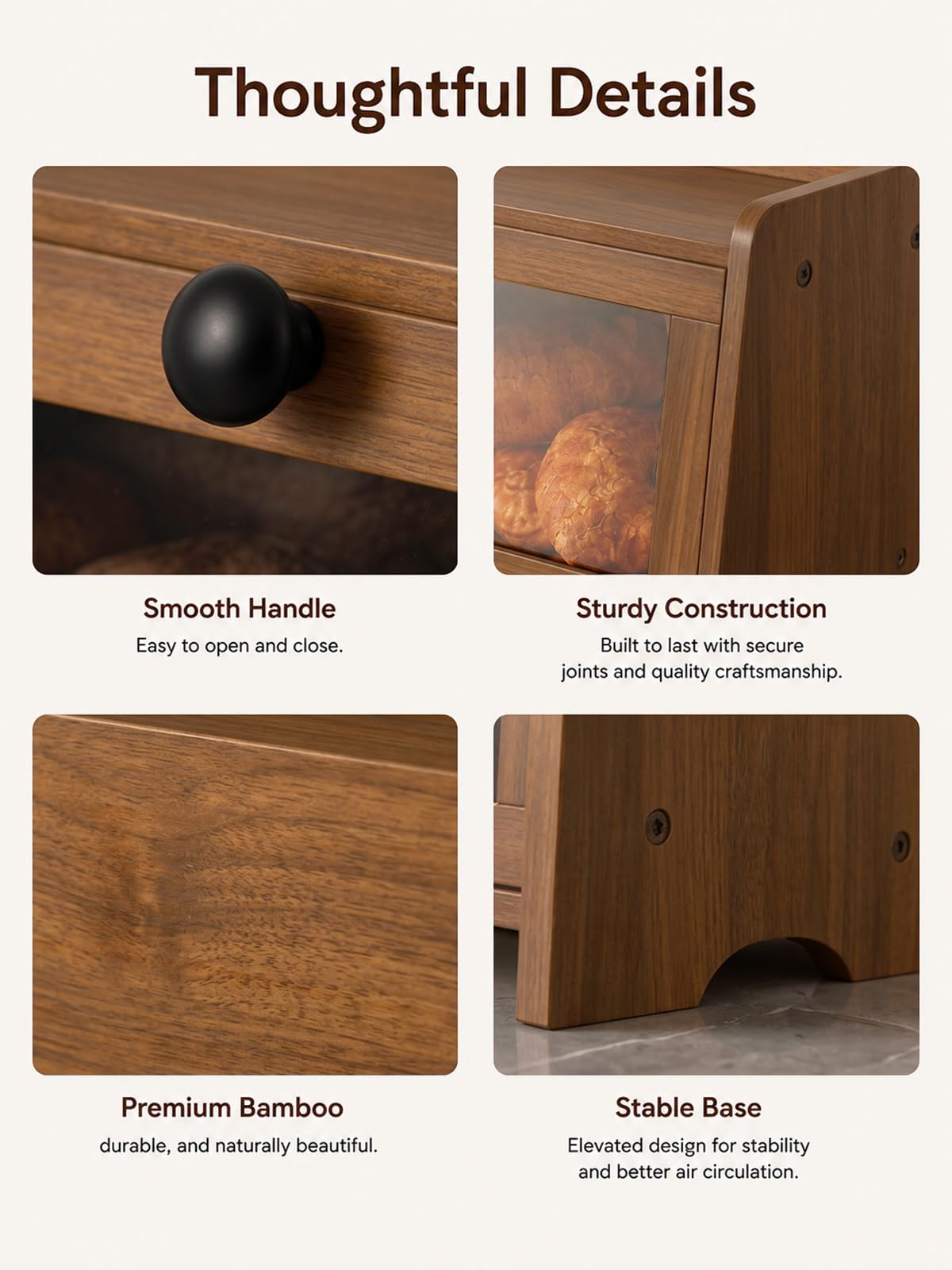 Brown Bread Box for Kitchen Countertop
