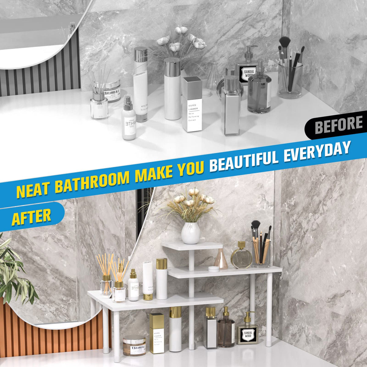 3 Tier Bathroom Countertop Corner Shelf Organizer
