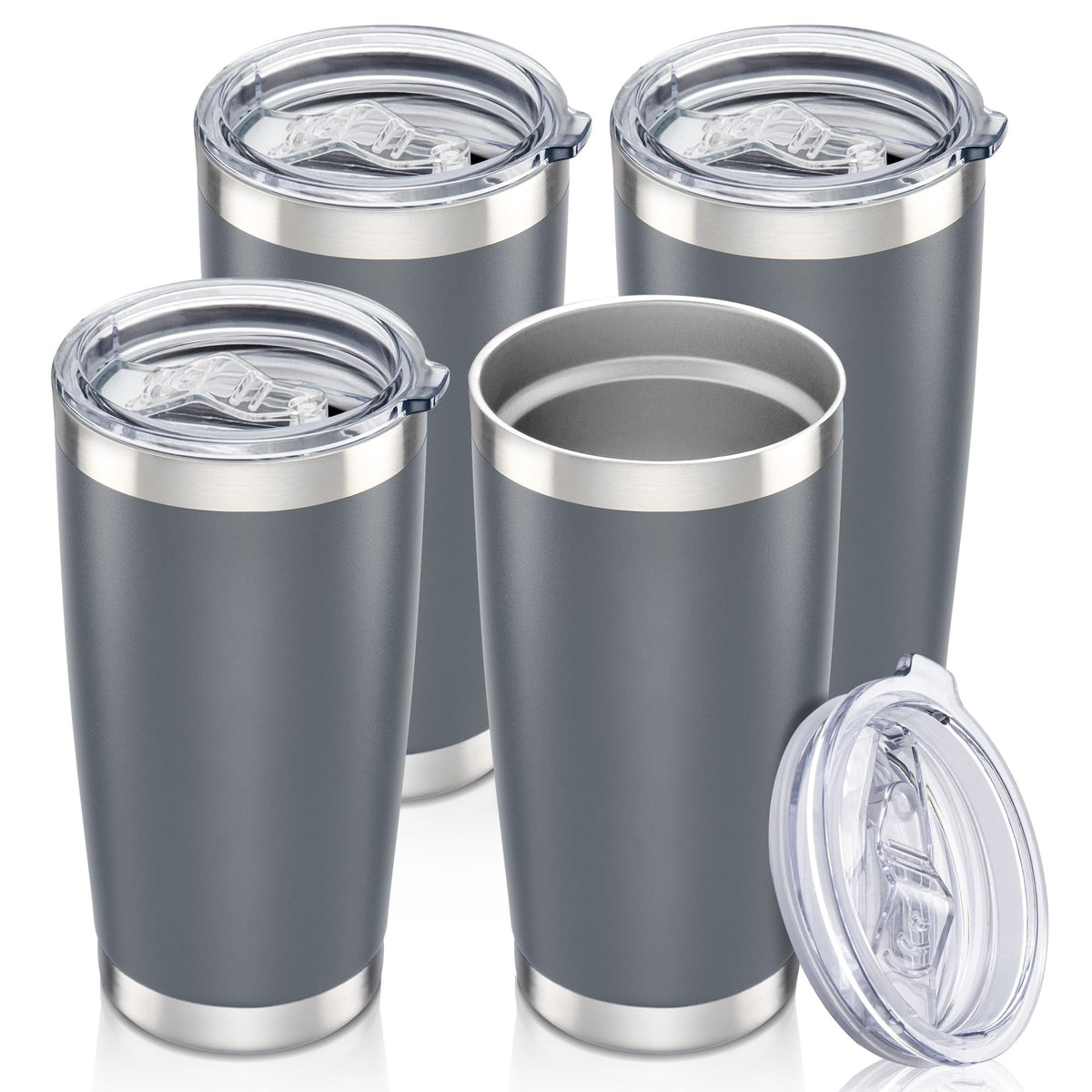 20 oz Tumbler with Lid Stainless Steel Insulated Tumblers Bulk Cups Mug (4 Count)
