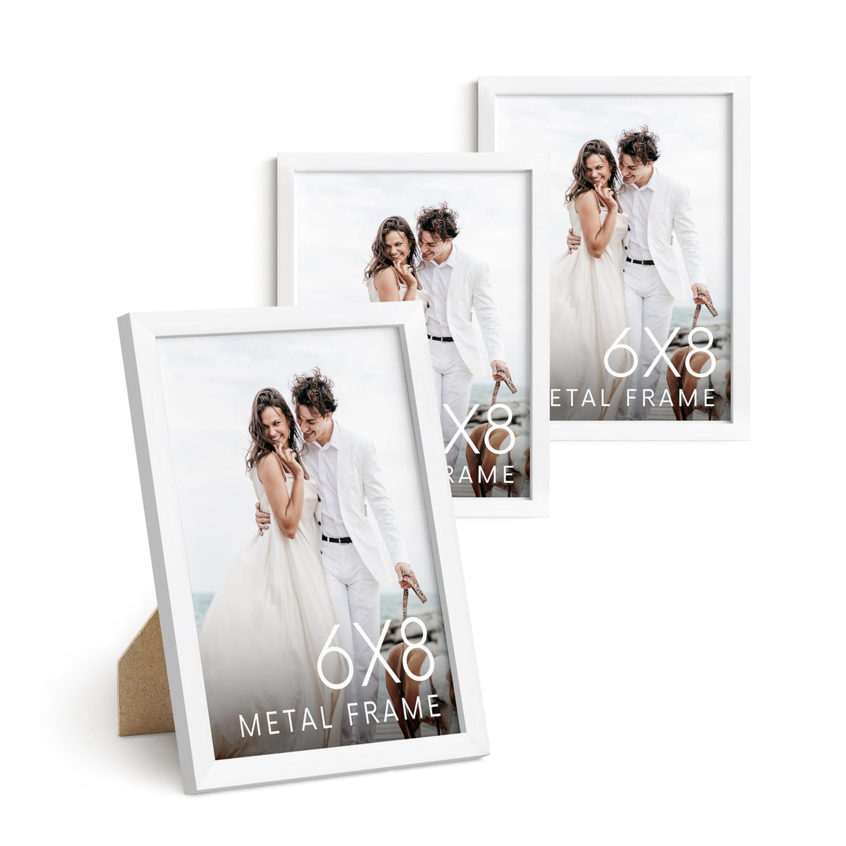 6x8 White Aluminum Frame Set of 3
