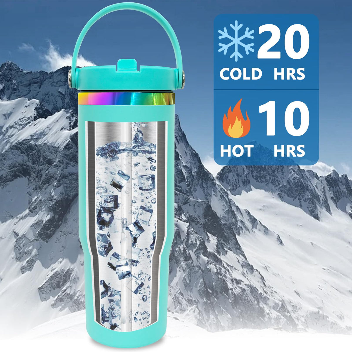 30 oz Tumbler Bulk with Top Handle and Flip Straw Blue (4 Count)