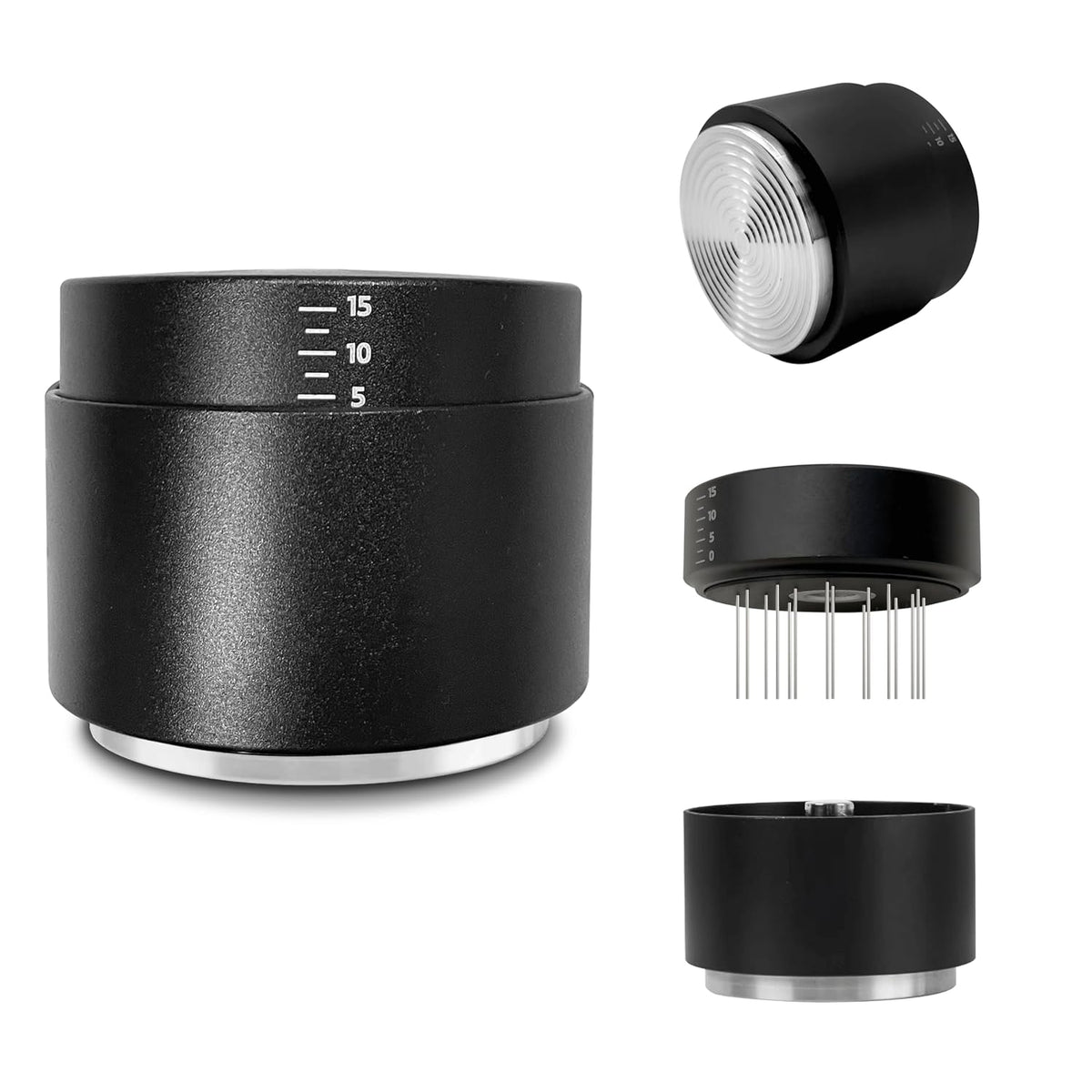 3-in-1 Coffee Distributor and Tamper with WDT Tool – Espresso Distribution Tool Set, Professional Espresso Accessories Kit, Fits 58mm Portafilters (58mm)