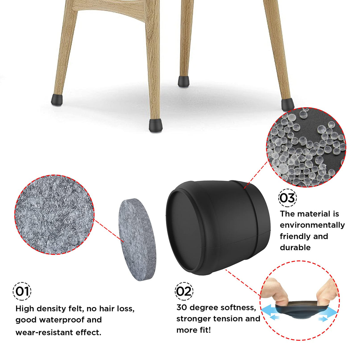 Extra Large Chair Leg Floor Protectors (16 Count)