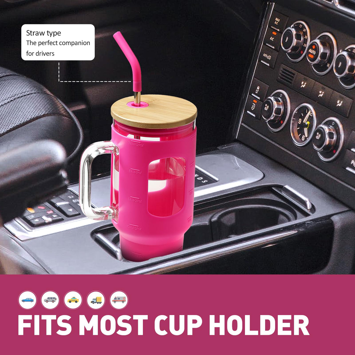 Glass Tumbler with Straw and Lid