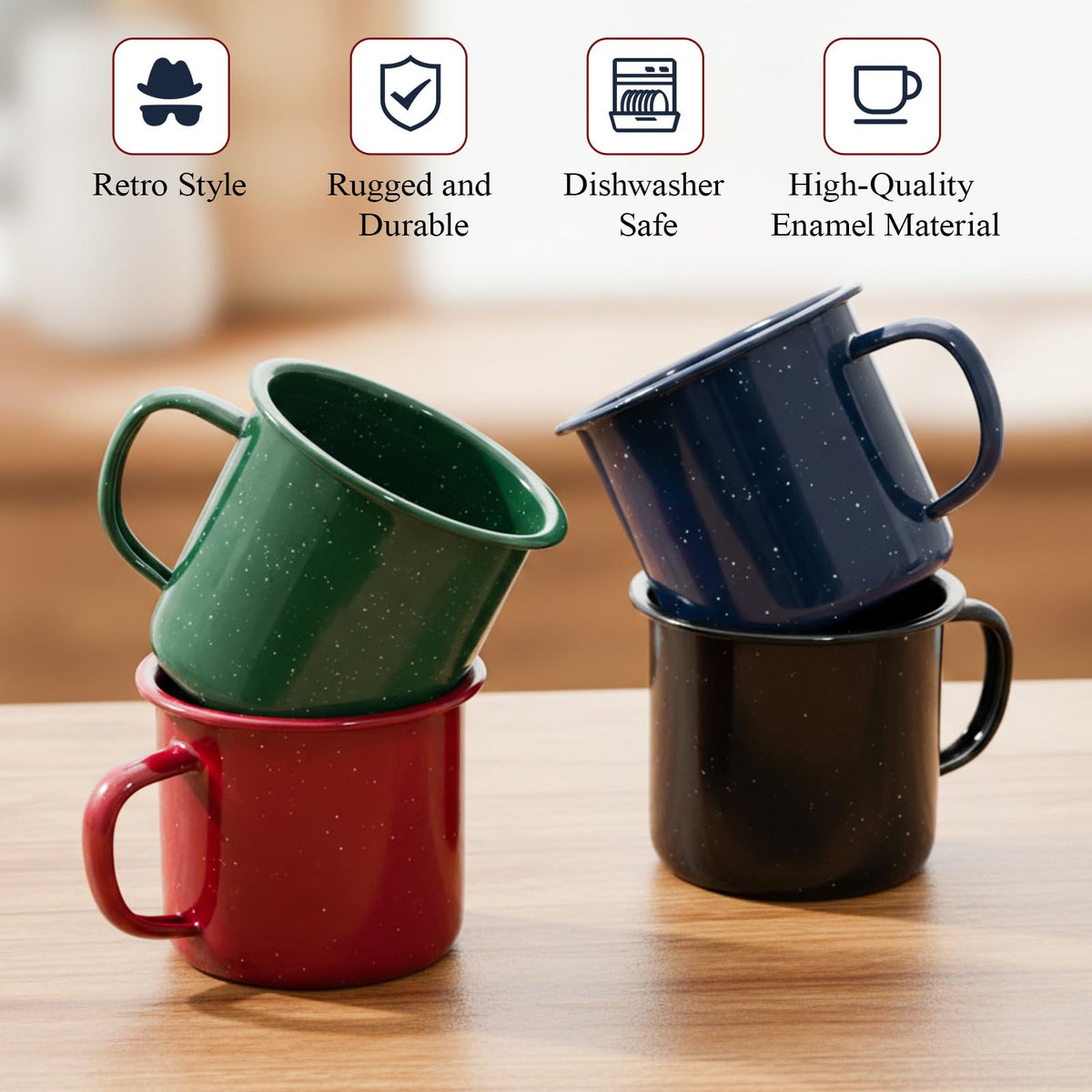 4 Pcs Enamel Camping Mugs 16 oz (4 Count)