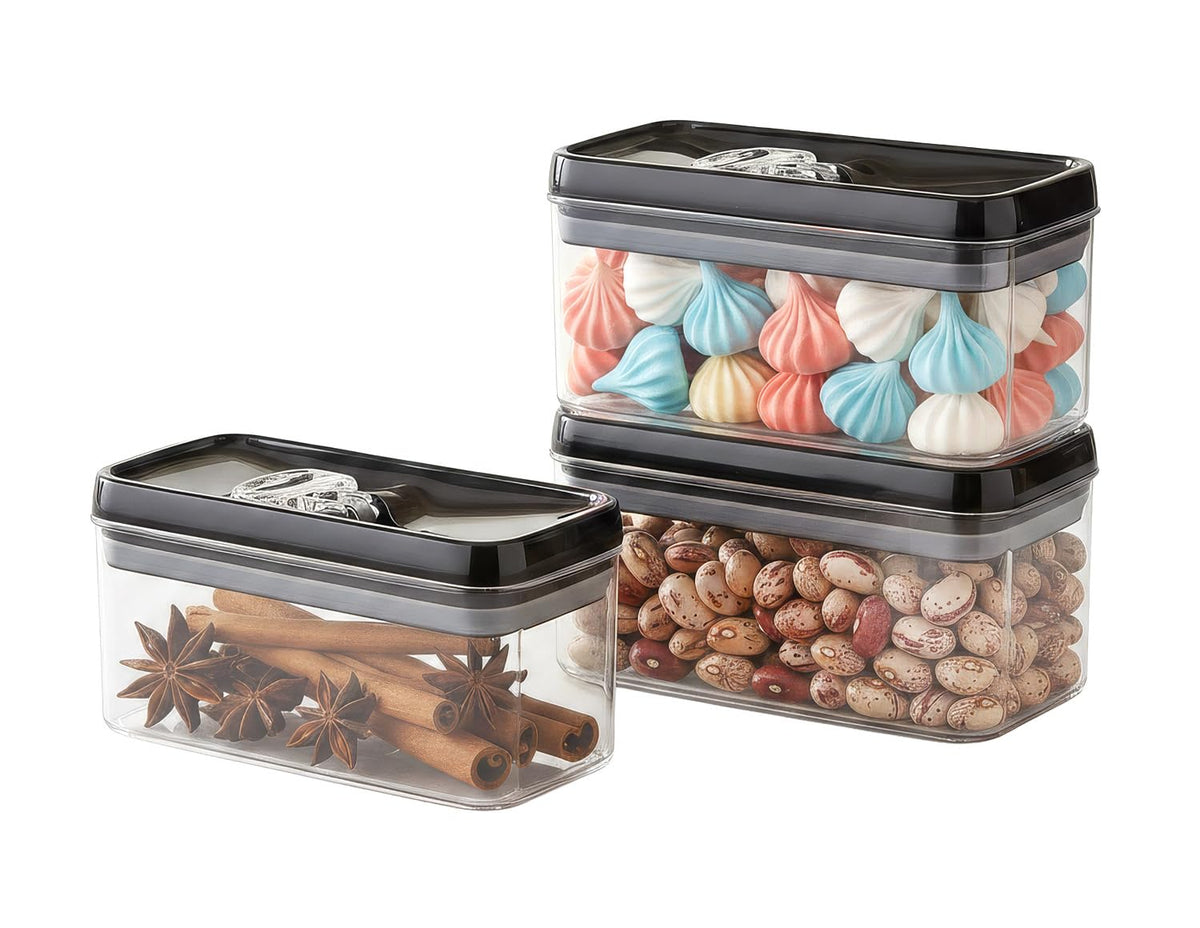 Flip Tite Food Storage Container with Lid 4” RECTANGLE Airtight Ring Flip Lock Top (3 Count)