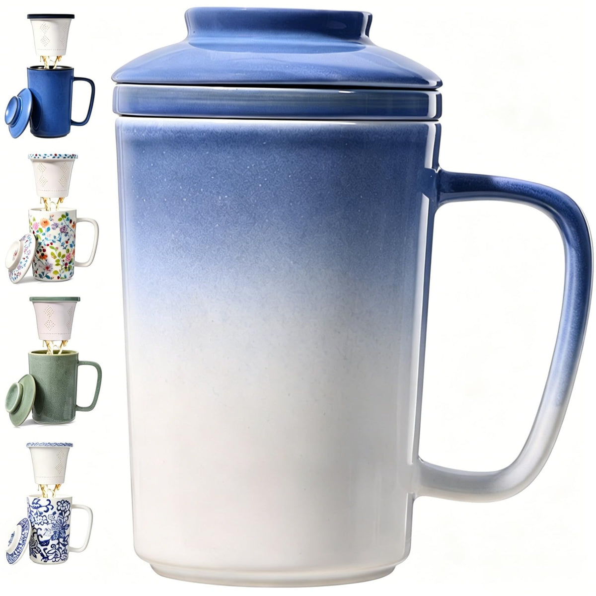 Ceramic Tea Mug with Infuser and Lid