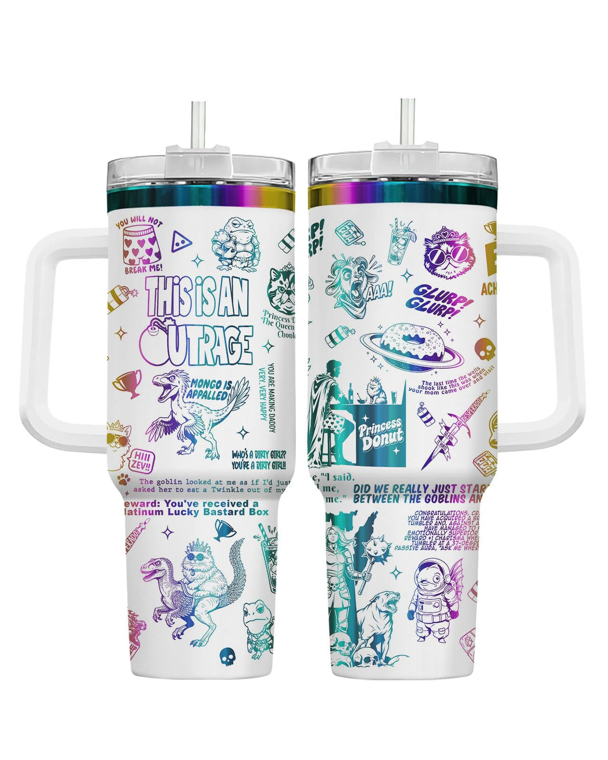 Fantasy Cat Dinosaur 40 oz Tumbler with Handle