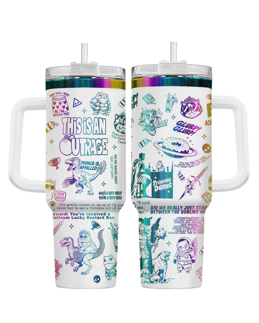 Fantasy Cat Dinosaur 40 oz Tumbler with Handle