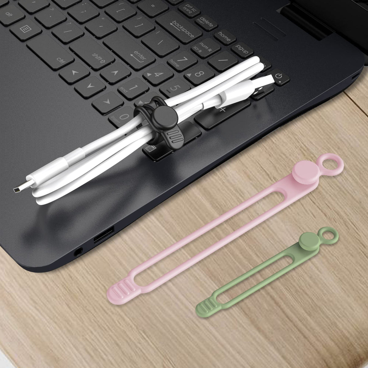24Pcs Silicone Cable Ties (24 Count)