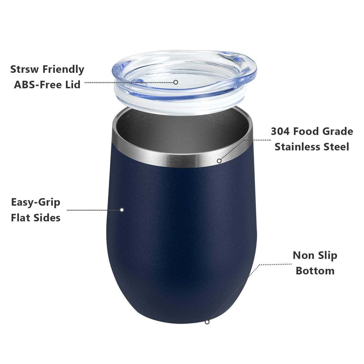 12oz 8 Pack Wine Tumbler Glasses with Lid (8 Count)