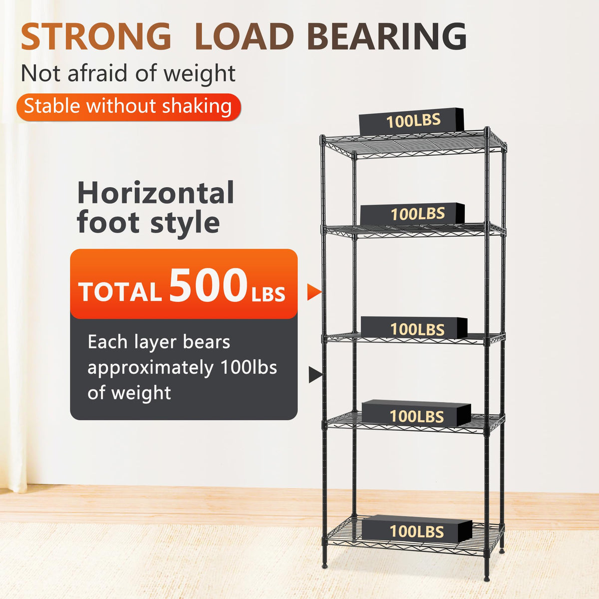 Shelves Wire Shelving Utility Storage Shelves Shelving Unit NSF Certified Height Adjustable Metal 5 Tier Shelves Easy Assembly 24" L x 14" W x 59" H