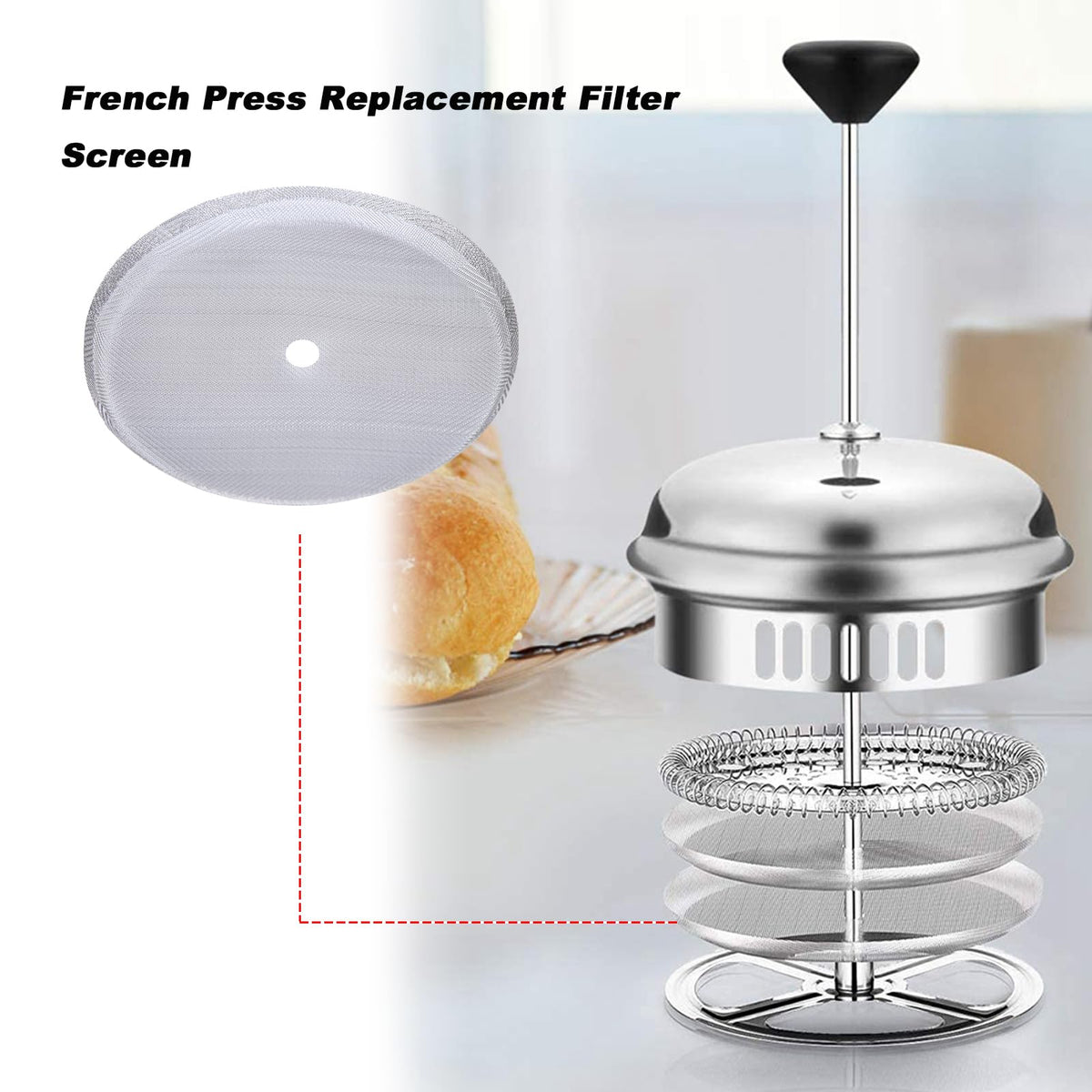 French Press Coffee Filter Replacement 5 Pack (5 Count)