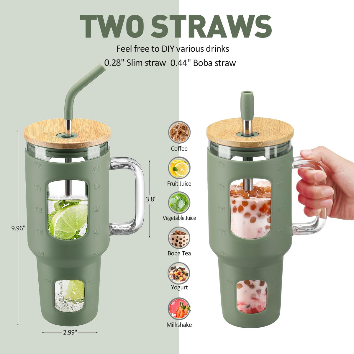 Glass Tumbler with Straw and Lid