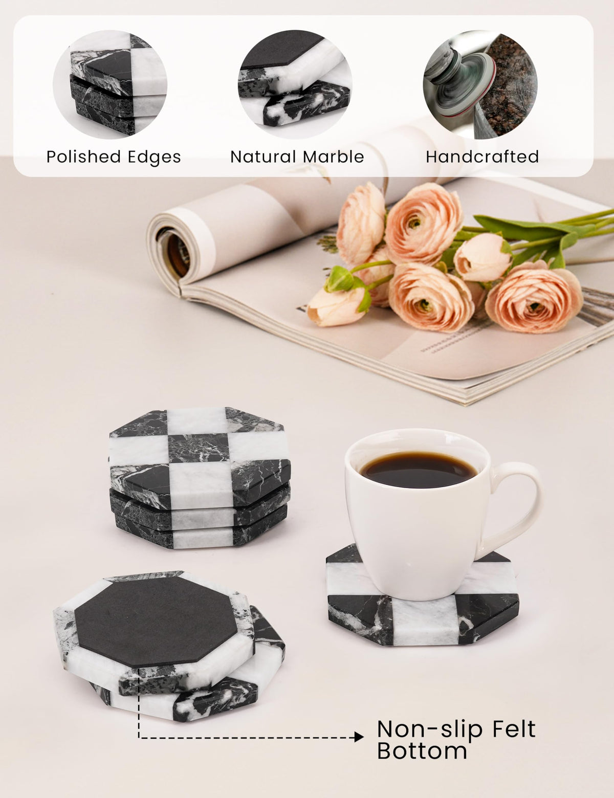 Marble Coasters Set of 6