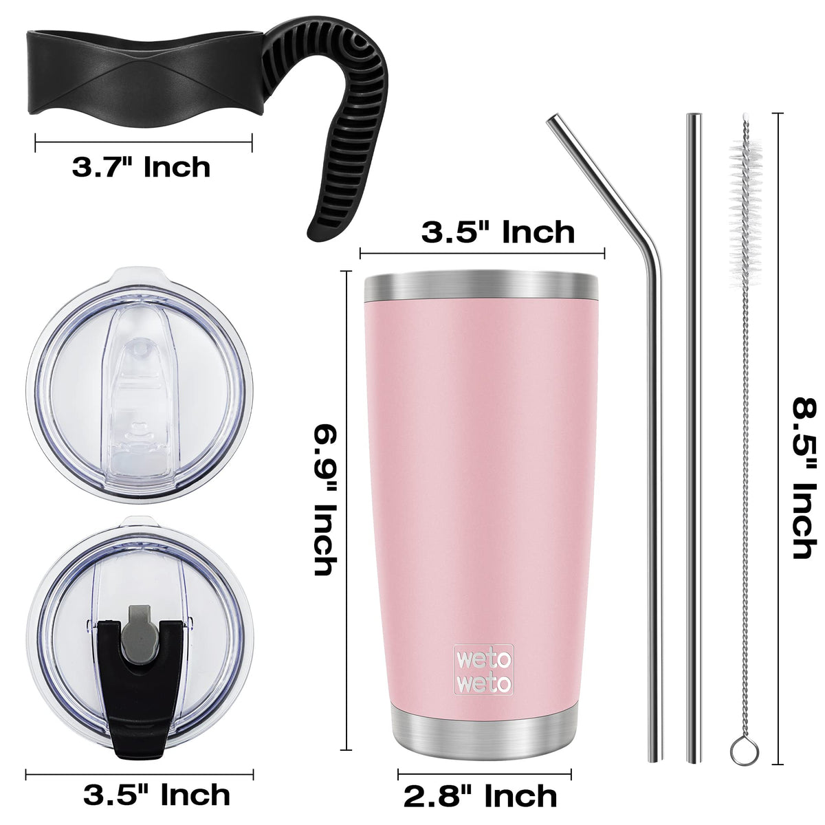 20oz Tumbler with 2 lids and 2 straws