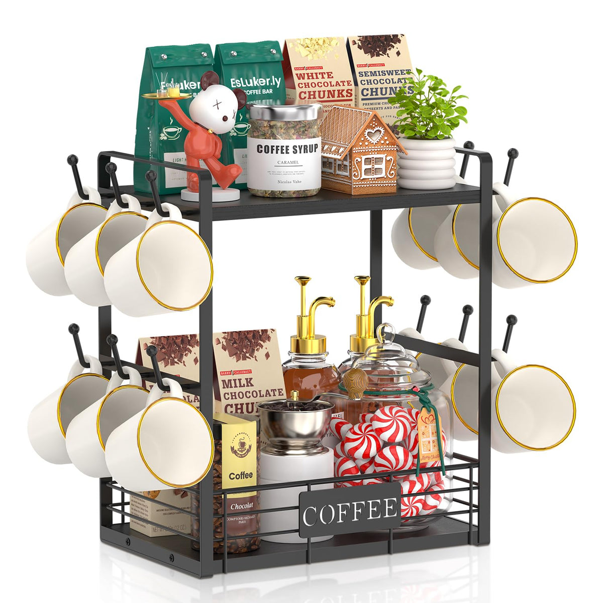 Coffee Mug Cup Holder Tree Bar Station Organizer