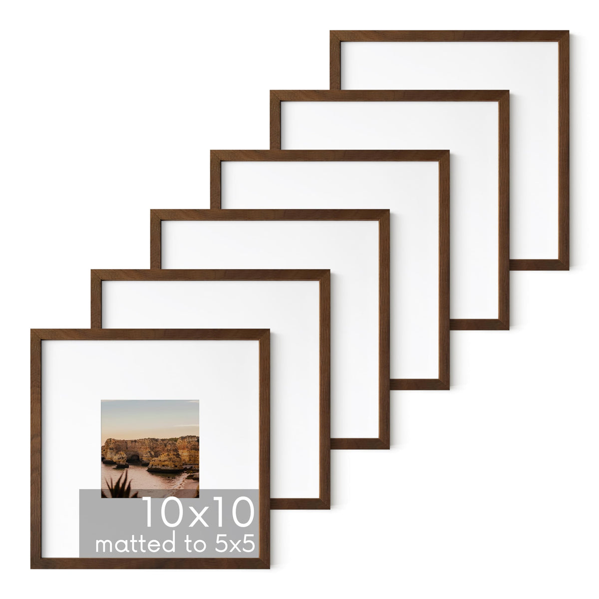 Walnut Square Frames Set of 6 (6 Count)