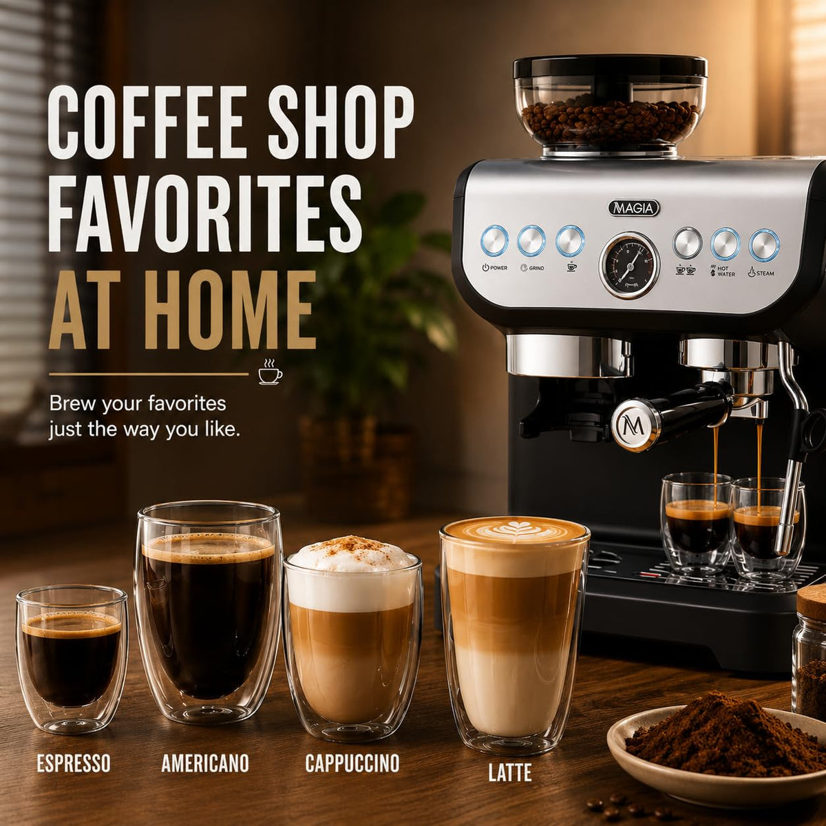 Magia Manual Espresso Machine with Built