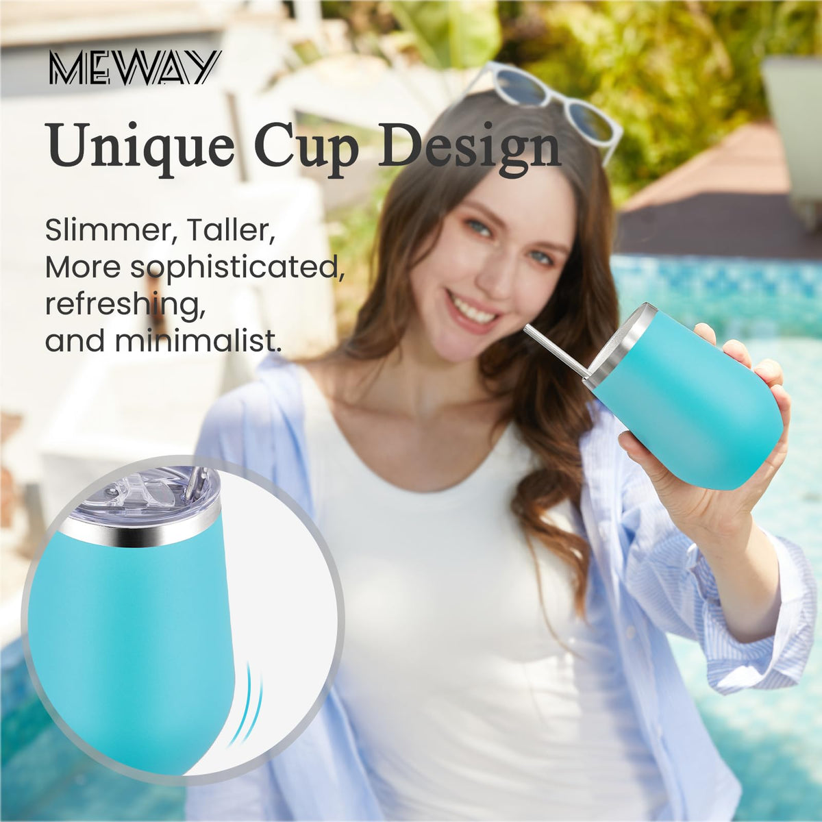 12oz Insulated Wine Tumbler with Lid and Straw